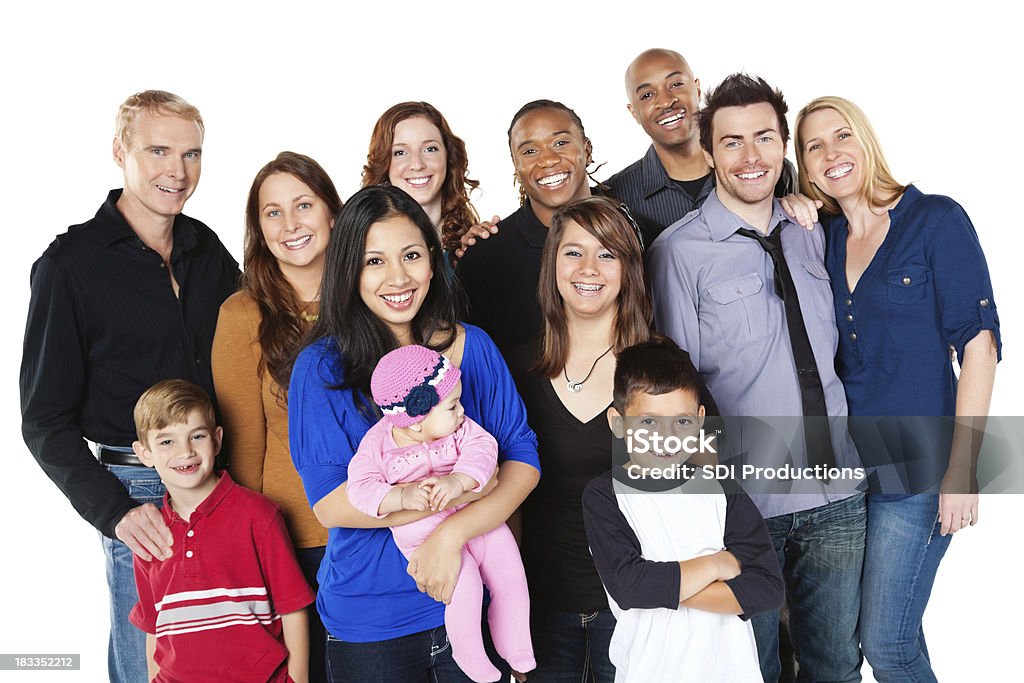 Gran diverso grupo de gente feliz, Aislado en blanco - Foto de stock de Adolescente libre de derechos