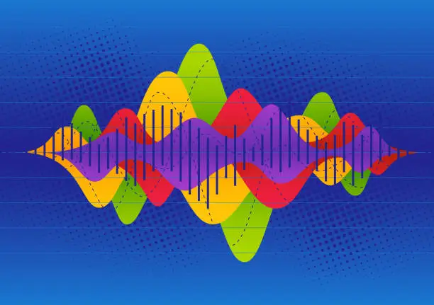 Vector illustration of Colorful Wave Graphs or Sound Waves Concept