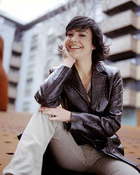 istock Young woman in leather jacket 183353209