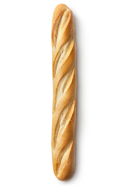 bread: baguette isolated on white background - baguette stok fotoğraflar ve resimler