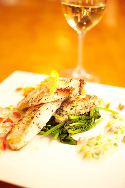 istock Gourmet food chicken, spinach and wine 183354402