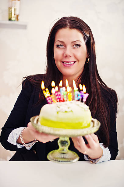 istock Woman getting a birthday cake 183354631