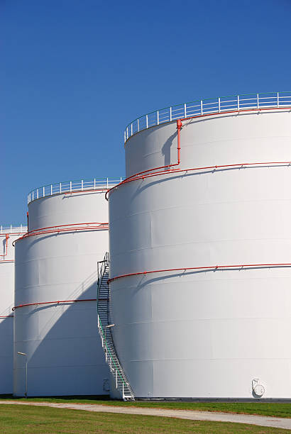 istock Mineral oil storage tank farm 183355320