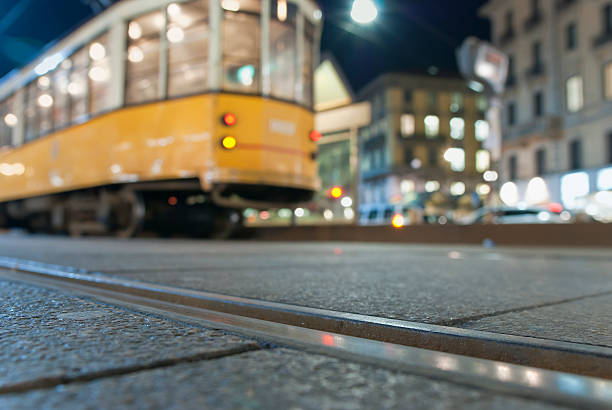 istock Tram In Milan City By Night 183356346