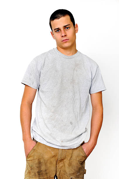 American Youth Laborer Portrait "Young man, 19 year-old teen, ready to work at a blue collar job." mike cherim stock pictures, royalty-free photos & images