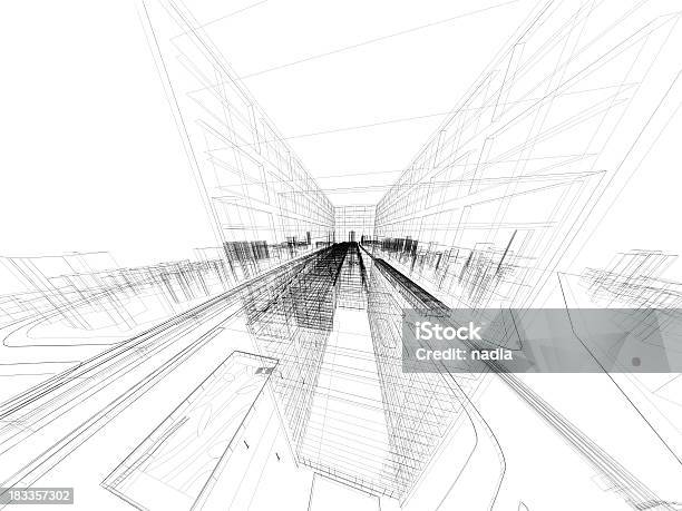 3 D Abstrakt Architektur Stockfoto und mehr Bilder von Drahtrahmenmodell - Drahtrahmenmodell, Stadtansicht, Straßenverkehr
