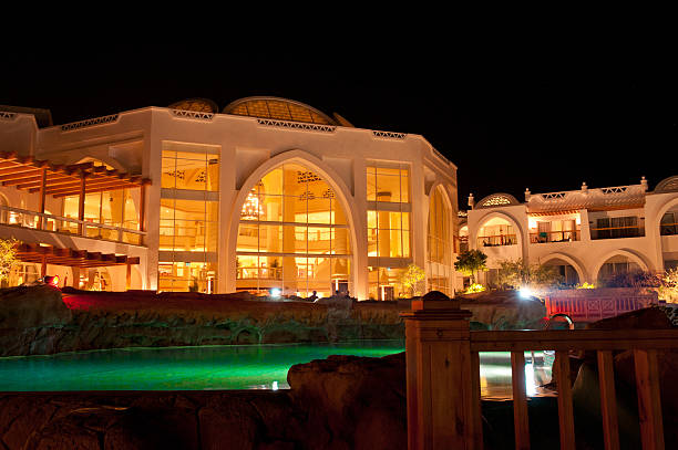 istock Luxury tourist resort at night 183357449