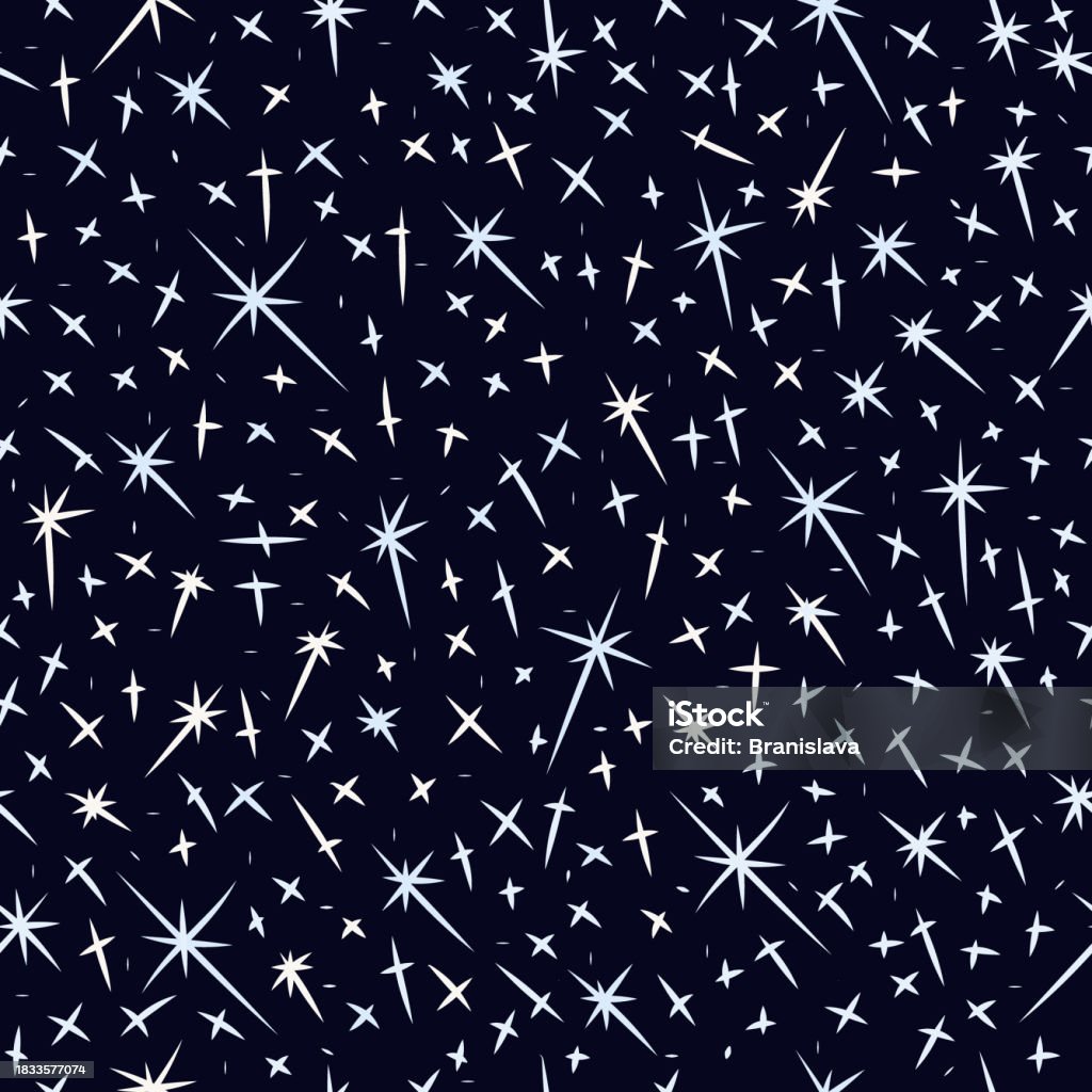 Starry Pattern Handdrawn Starry Sky Vector Seamless Pattern Stock Illustration ...