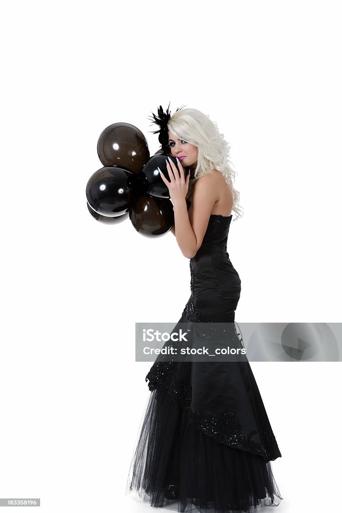 Moda nero con ballons - Foto stock royalty-free di Adulto