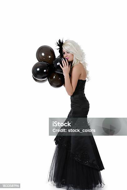 Moda Nero Con Ballons - Fotografie stock e altre immagini di Adulto - Adulto, Beautiful Woman, Bellezza