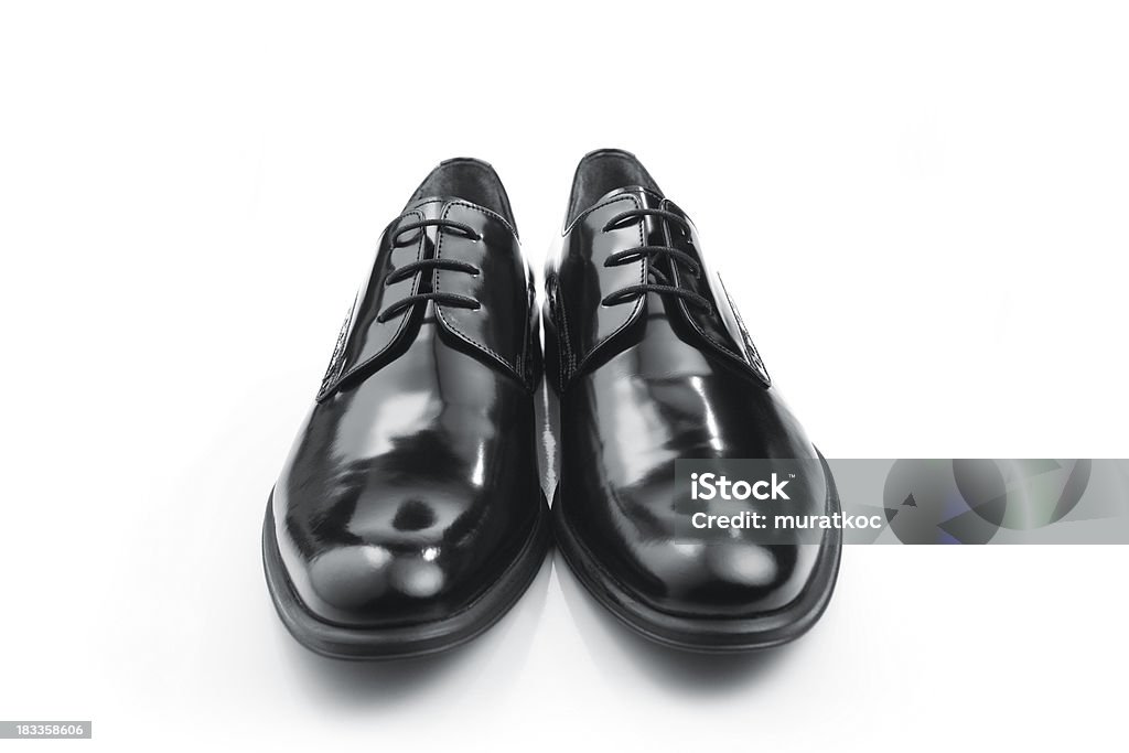 Männer-Schuh aus schwarzem Leder - Lizenzfrei Glänzend Stock-Foto