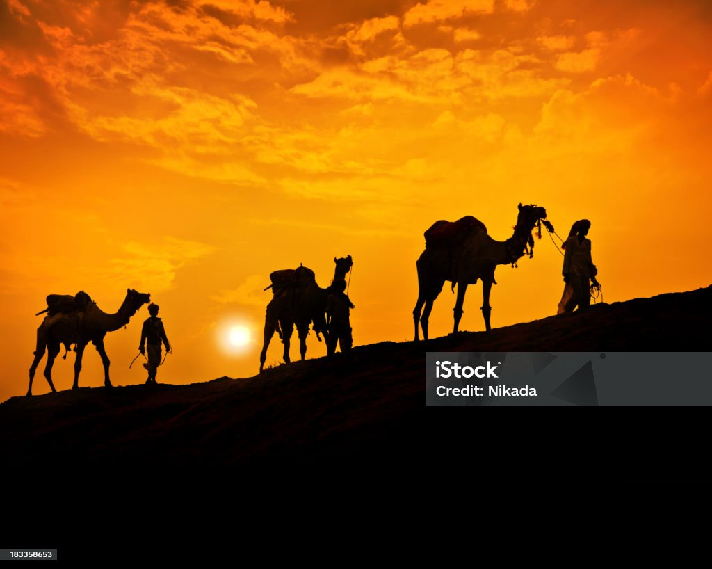 Caravan nel deserto - Foto stock royalty-free di Cammello