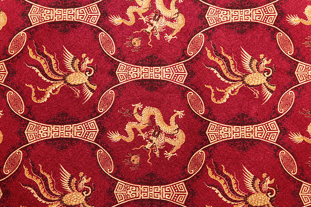 rojo patrón de china - asian culture dragon textile symbol fotografías e imágenes de stock