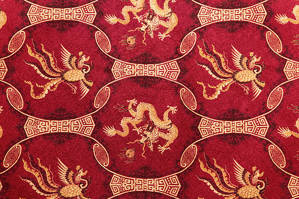 motif rouge chinois - asian culture dragon textile symbol photos et images de collection