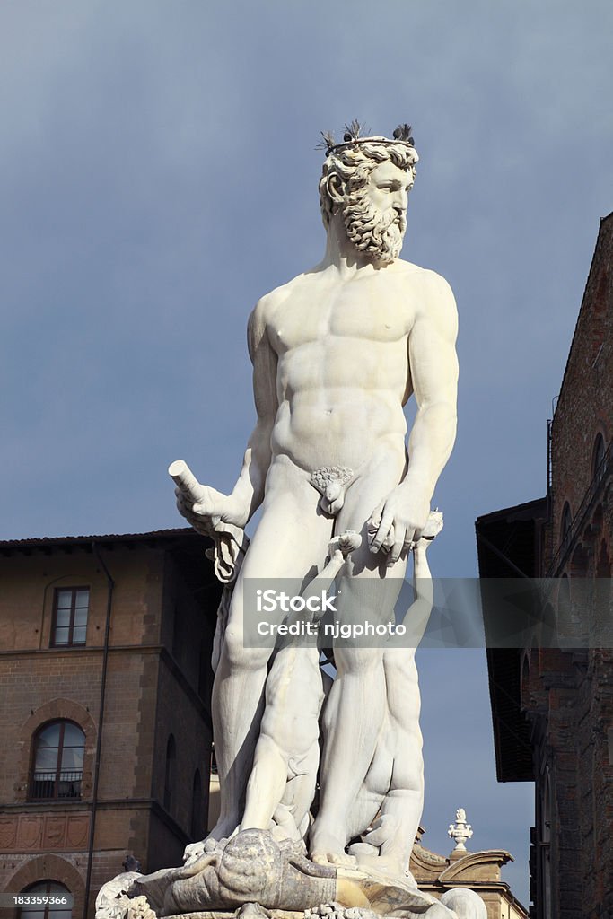 Greek God "Statue of Greek God Zeus in late afternoon sunlight, Piazza Delle Signoria, Florence, Italy." Zeus Stock Photo