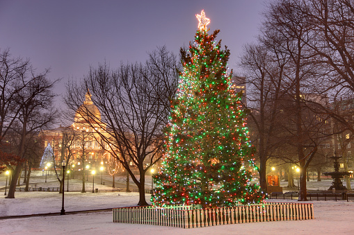 Christmas tree decorations in London UK