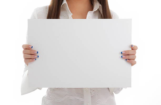 istock Woman Holding Blank Billboard 183359551