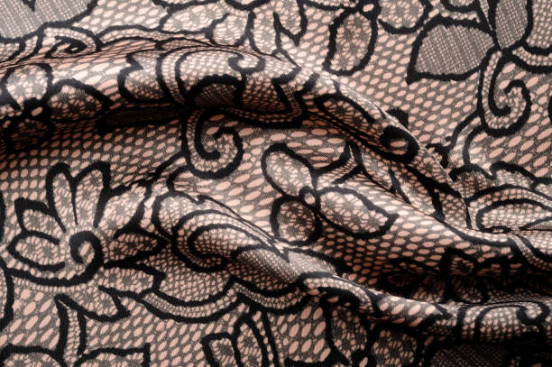 istock Wavy brown floral satin 183360226