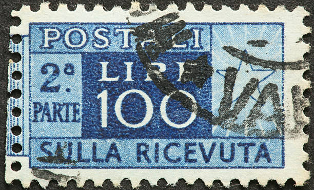 istock old 100 Lire Italian postage stamp 183360247