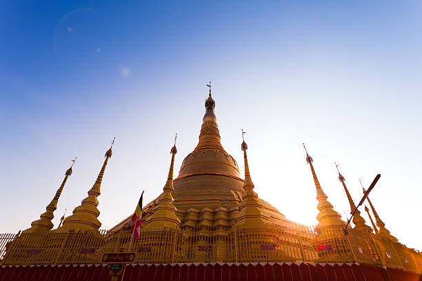 Tachileik Shwedagon Temple in Burma stock photo