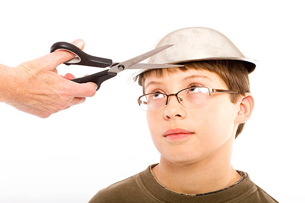Pudding Bowl Haircut A young boy getting ready for a pudding bowl haircut boys bowl haircut stock pictures, royalty-free photos & images