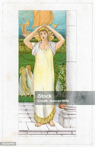 Danae Mãe De Perseu - Arte vetorial de stock e mais imagens de Art Nouveau - Art Nouveau, Danae, Grécia Antiga