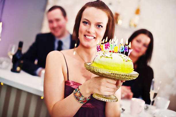 istock Woman showing a birthday cake 183360952