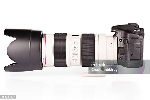 Dslr Camera With Telephoto Lens 70200mm Clipping Path Stock Photo - Download Image Now