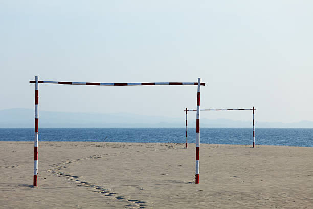 istock bamboo soccer goals at the beach 183361597