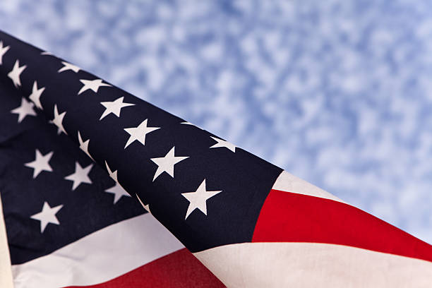 Angled American Flag stock photo