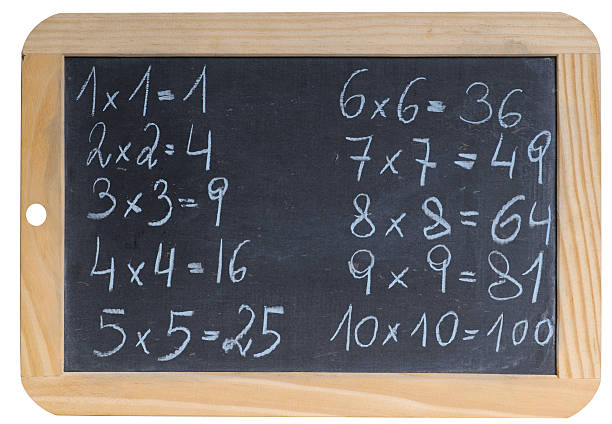 tabella di moltiplicazione - simplicity mathematics mathematical symbol blackboard foto e immagini stock