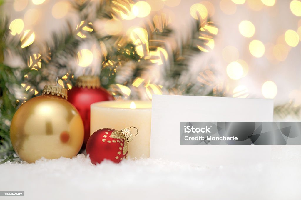 Grußkarte mit Weihnachten Kugeln und pine tree - Lizenzfrei Gold - Edelmetall Stock-Foto