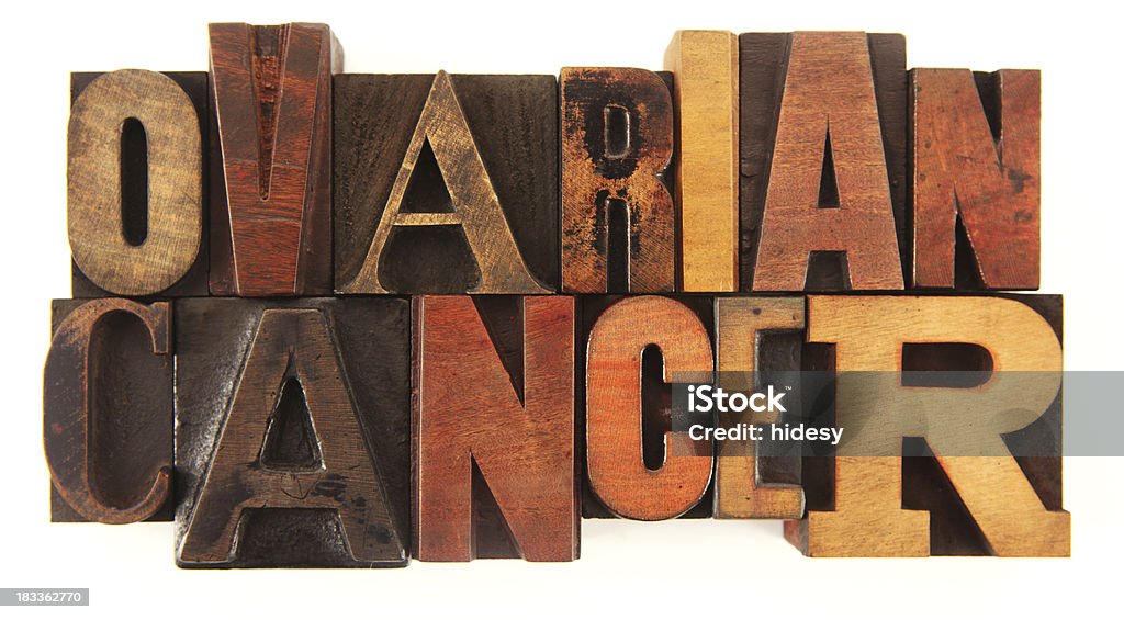 Letterpress - Ovarian Cancer "Word spelled out in letterpress letters. Note that these letters are over 100 years old and are dirty, dusty and grimy :)" Alertness Stock Photo