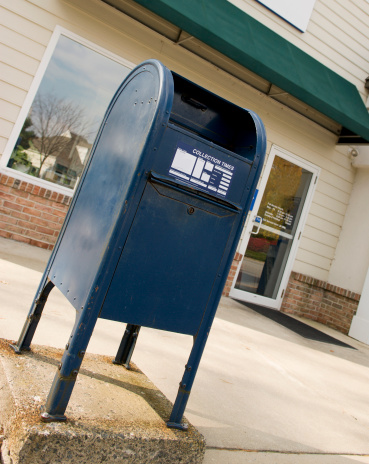 Mailbox located in front of a U.S. Post Office