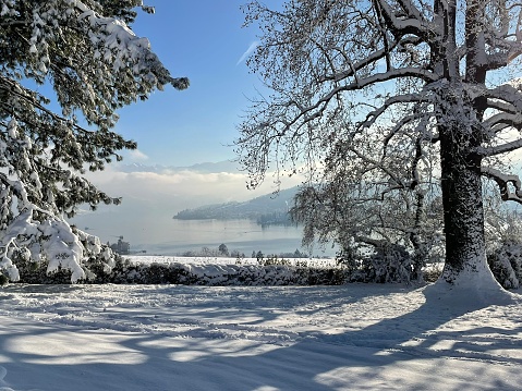 Snow covered winter landscape Luzern, Switzerland