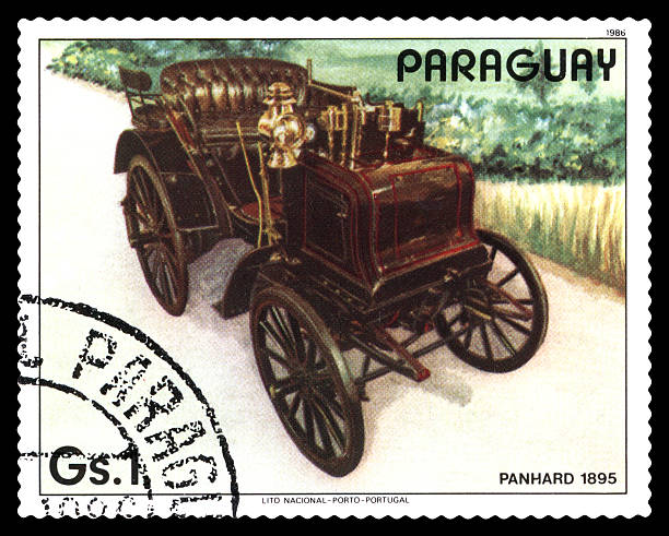 Convertible postage stamp "PARAGUAY - CIRCA 1986: A stamp printed in Paraguay shows image of a car with the inscription ""Panhard. 1895""" 1895 stock pictures, royalty-free photos & images