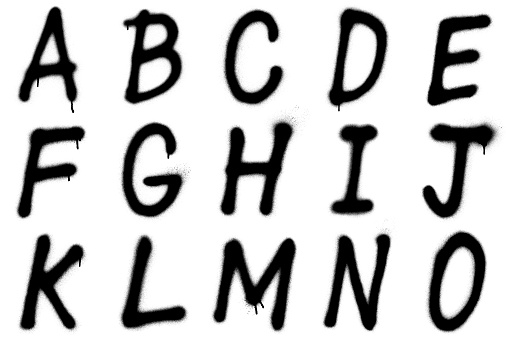 Graffiti alphabet A–O