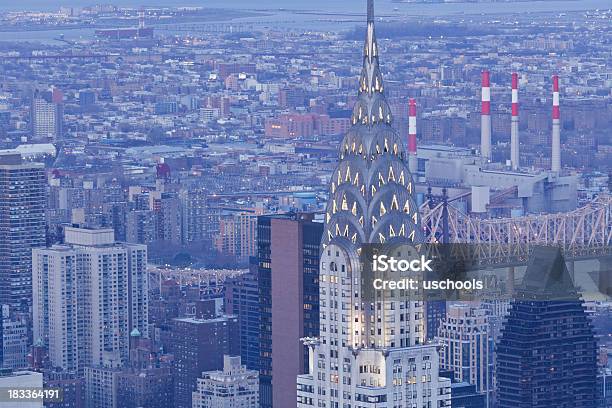 New York Skyline Illuminated At Night Stock Photo - Download Image Now - Chrysler Building, Building Exterior, Built Structure