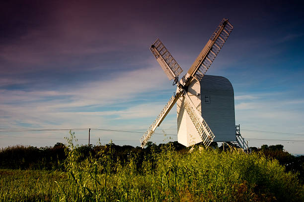 Chillenden Mill "Taken at the site of Chillenden Mill, south of Canterbury this Kent Timber post mill stands proud above the village of Chillenden" canterbury uk stock pictures, royalty-free photos & images