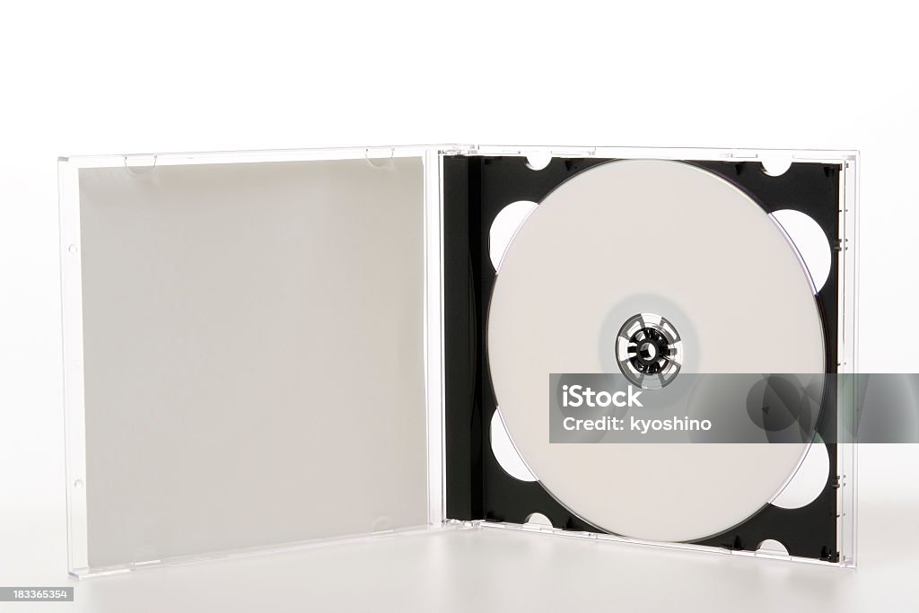 絶縁ショットの開いたプラスチック製 CD ケースに白背景 - CD-ROMのロイヤリティフリーストックフォト