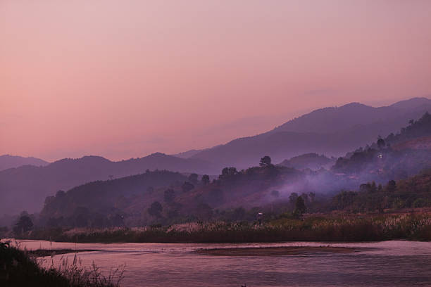 After Sunset in the North of Thailand stock photo
