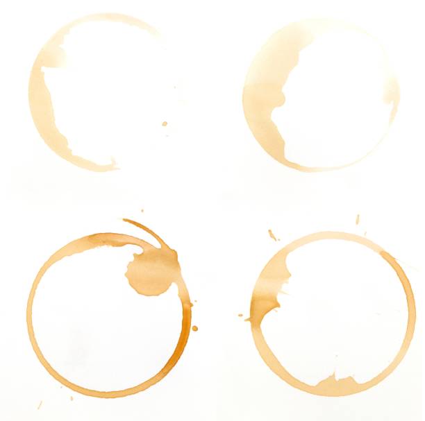 Coffee glass ring stains on a white background