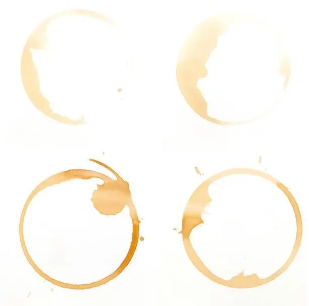 Photo of Coffee glass ring stains on a white background