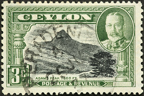 istock Adams Peak Ceylon on an old stamp 183366177