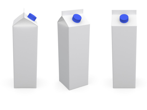 White blank milk or juice boxes.