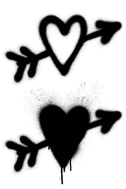 Graffiti heart shapes with arrow stock photo