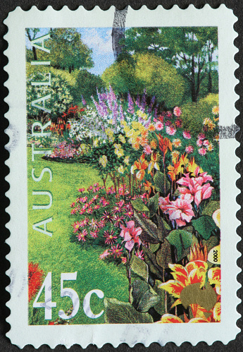 flower garden on an Australian stamp
