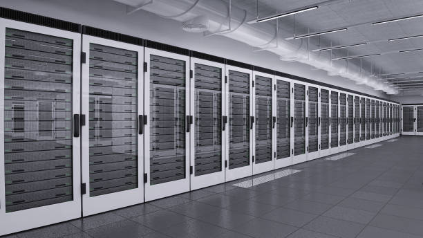 istock Row of data servers behind glass doors 183366431