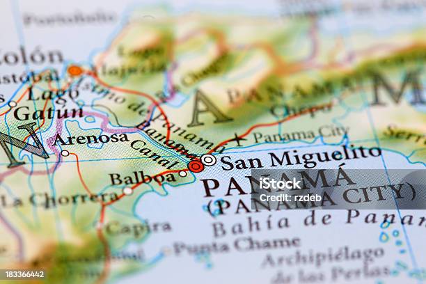 Mappa Di Panama - Fotografie stock e altre immagini di Canale di Panamá - Canale di Panamá, Carta geografica, Panamá