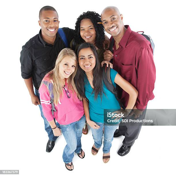 Happy Group Of Good Looking College Students Full Body Stock Photo - Download Image Now